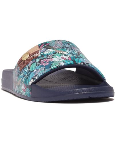 Fitflop Iqushion X Jim Thompson Limited-edition Slides - Blue