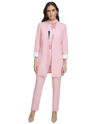 Calvin Klein Petite Lux Open Front Jacket Lux Pants - Pink