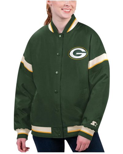 Starter Bay Packers Tournament Full-snap Varsity Jacket - Green