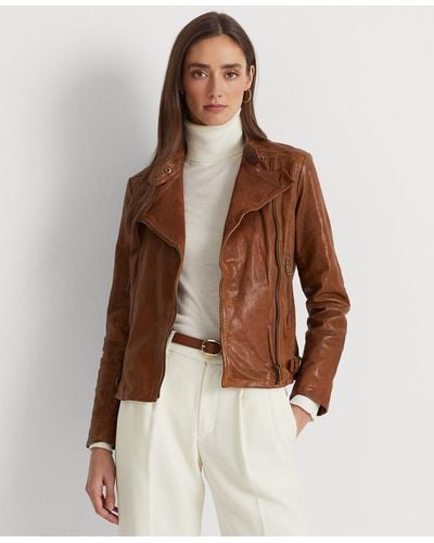 Lauren by Ralph Lauren Tumbled-leather Jacket - Brown