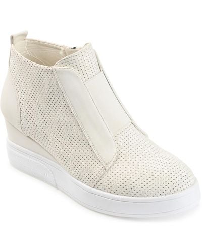 Journee Collection Clara Wedge Sneakers - White