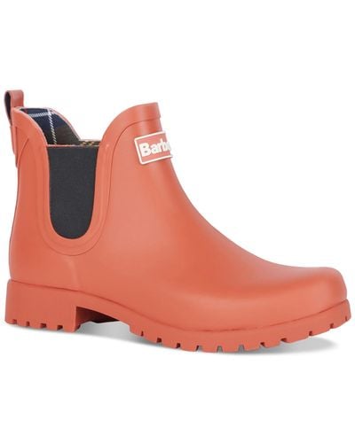 Barbour Wilton Wellington Ankle Rain Boots - Orange