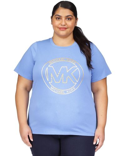 Michael Kors Michael Plus Size Oversized Circle Logo Tee - Blue