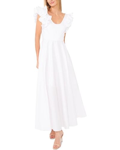 Cece Ruffled Cap Sleeve Maxi Dress - White