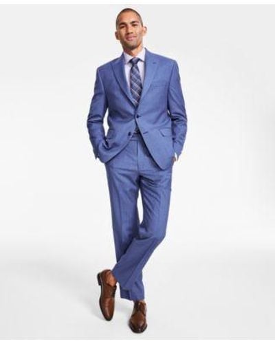 Michael Kors Classic Fit Pinstripe Wool Stretch Suit Separates - Blue