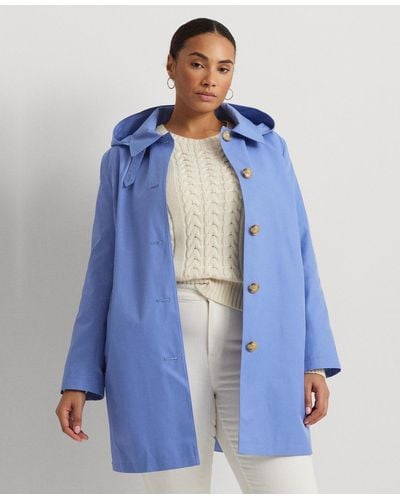 Lauren by Ralph Lauren Plus Size Hooded Raincoat - Blue