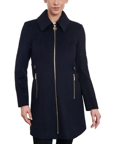 Michael Kors Club-collar Zip-front Coat - Blue