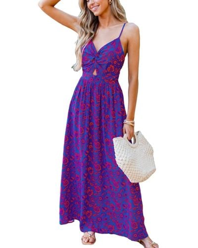 CUPSHE Paisley Print Twisted Maxi Beach Dress - Purple