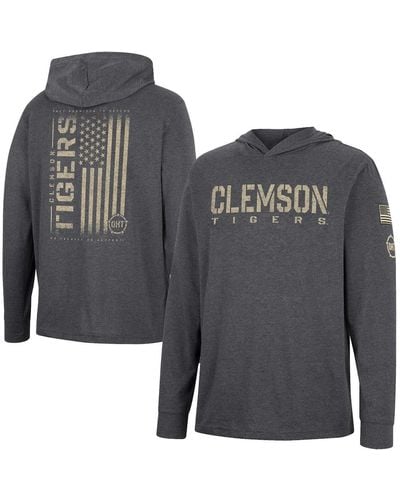 Colosseum Athletics Clemson Tigers Team Oht Military-inspired Appreciation Hoodie Long Sleeve T-shirt - Gray
