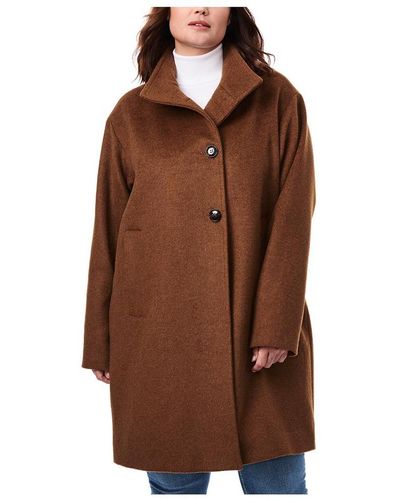 Bernardo Plus-size Wool Coat - Brown