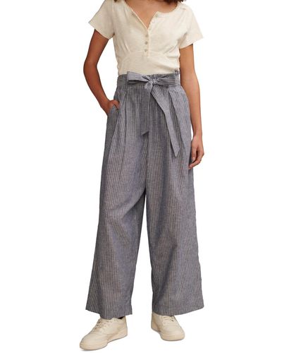 Lucky Brand Belted Paperbag-waist Wide-leg Pants - Gray