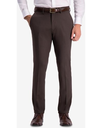 Kenneth Cole Slim-fit Shadow Check Dress Pants - Brown