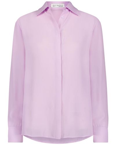 Mac Duggal Classic Georgette Button Up Shirt - Pink
