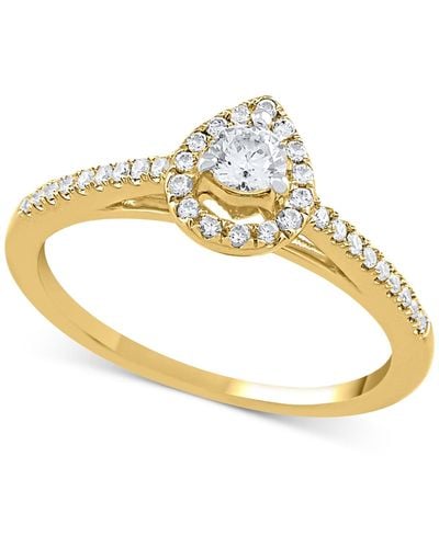 Macy's Diamond Teardrop Halo Engagement Ring (1/4 Ct. T.w. - Metallic