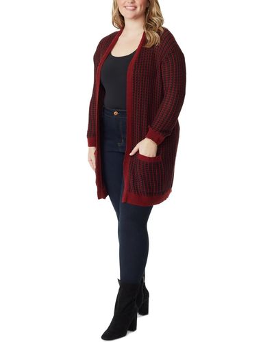 Jessica Simpson Trendy Plus Size Sterling Long Cardigan - Red
