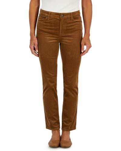 Style & Co. Petite Straight-leg Corduroy Jeans - Brown