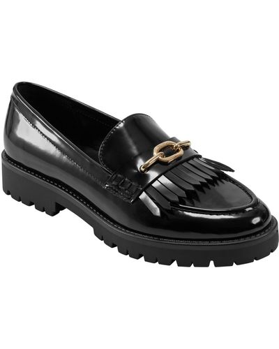 Bandolino Florida Slip-on Kilt Detail Lug Sole Loafers - Black