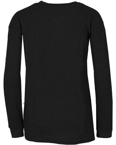 Galaxy By Harvic Oversize Loose Fitting Waffle-knit Henley Thermal Sweater - Black