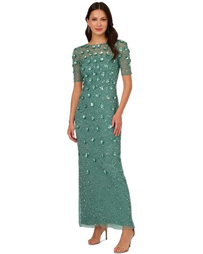 Adrianna Papell Embellished Floral Sheath Dress - Green