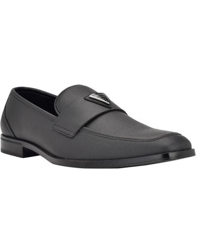 Guess Hemmer Square Toe Slip On Dress Loafers - Black