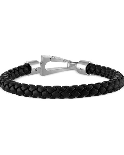 Bulova Marine Star Braided Leather Bracelet - Black