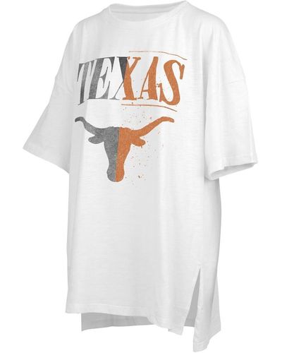 Pressbox Distressed Texas Longhorns Lickety-split Oversized T-shirt - White