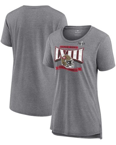 Fanatics San Francisco 49ers Super Bowl Lviii Our Pastime Tri-blend Scoop Neck T-shirt - Gray
