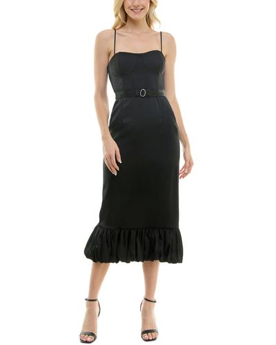 Taylor Corset-style Bubble-hem Belted Dress - Black