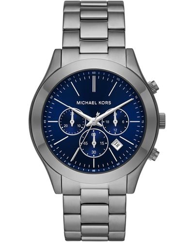 Michael Kors Slim Runway Chronograph Stainless Steel Bracelet Watch 44mm - Gray