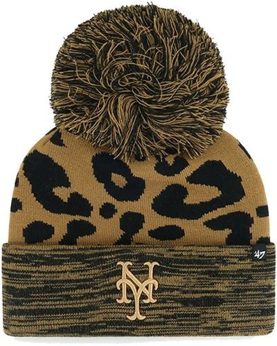 '47 New York Mets Leopard Rosette Cuffed Knit Hat - Green