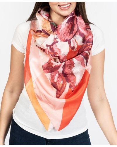 Vince Camuto Colorblock Floral Square Scarf - Pink
