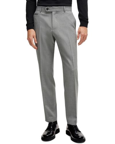 BOSS Boss By Crease-resistant Slim-fit Pants - Gray