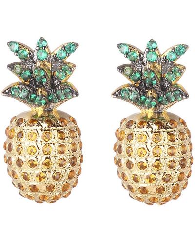 Noir Jewelry Multi Stone Cubic Zirconia Pineapple Stud Earring - Metallic