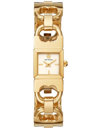 Tory Burch Sawyer Goldtone Double-t Bracelet Watch in Metallic | Lyst