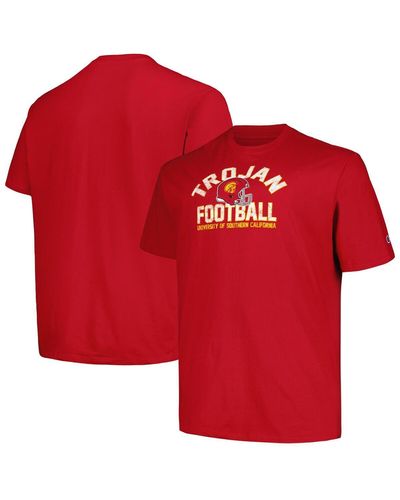 Champion Distressed Usc Trojans Big And Tall Football Helmet T-shirt - Red