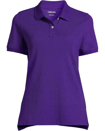 Lands' End School Uniform Short Sleeve Mesh Polo Shirt - Purple