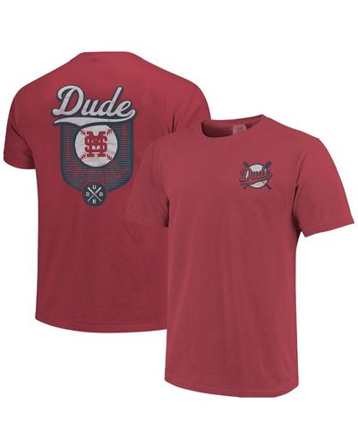 Image One Mississippi State Bulldogs Dude Baseball Comfort Color T-shirt - Red