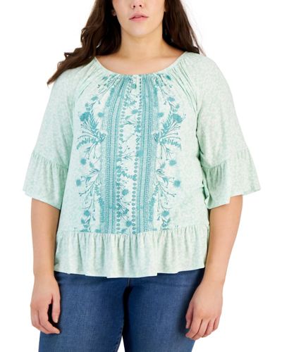 Style & Co. Plus Size Printed Top - Blue