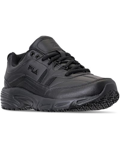 Fila Workshift Memory Foam Slip-resistant Casual Work Sneakers From Finish Line - Black