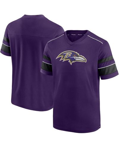 Fanatics Baltimore Ravens Textured Hashmark V-neck T-shirt - Purple