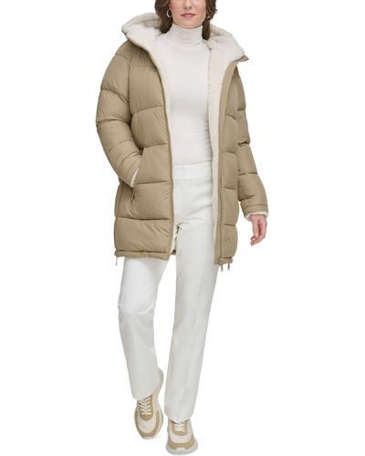 Calvin Klein Faux-fur-lined Hooded Puffer Coat - Natural