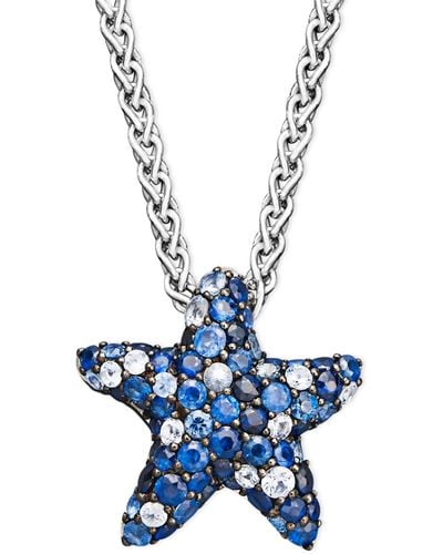 Effy Sapphire Splash By Effy Multicolor Sapphire Pave Starfish Pendant Necklace - Blue