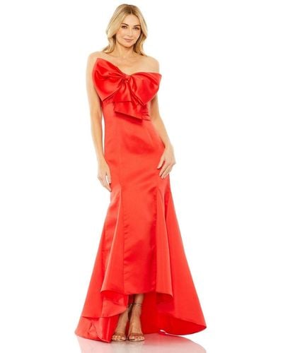 Mac Duggal Ieena Strapless Bow Mermaid Gown - Red