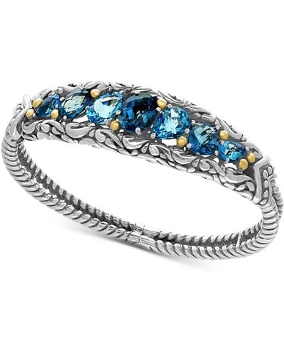 Effy London Blue Topaz (7-1/2 Ct. T.w.) And Swiss Blue Topaz (5-1/8 Ct. T.w.) Ring In Sterling Silver And 18k Gold