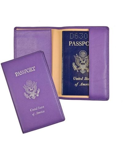 ROYCE New York Foil Stamped Rfid Blocking Passport Case - Purple