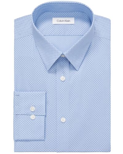 Calvin Klein Steel+ Slim Fit Stretch Wrinkle Free Dress Shirt - Blue