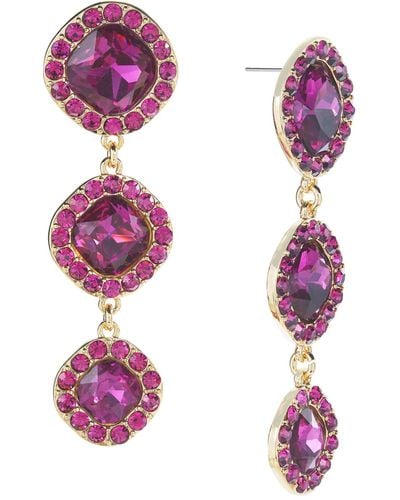 INC International Concepts Round Crystal Triple Drop Earrings - Purple