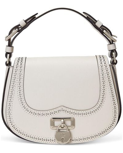 Lauren by Ralph Lauren Perforated Leather Tanner Crossbody Bag - White