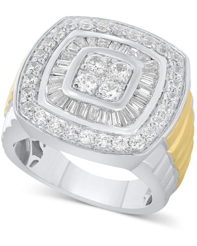 Macy's Diamond Baguette & Round Cluster Ring (2 Ct. T.w. - Metallic