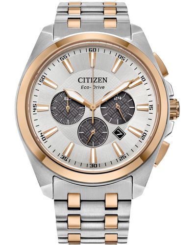 Citizen Eco-drive Chronograph Classic Two-tone Stainless Steel Bracelet Watch 41mm - Gray
